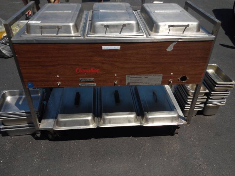lot 6708 image: Waterless Food Warmer with Sections on Casters