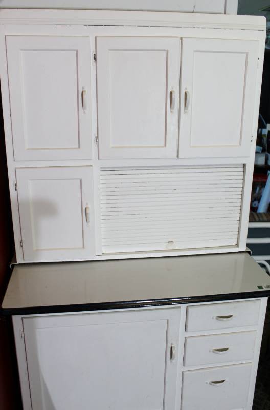 Antique Hoosier Style Kitchen Cabinet And Hutch Has Attached
