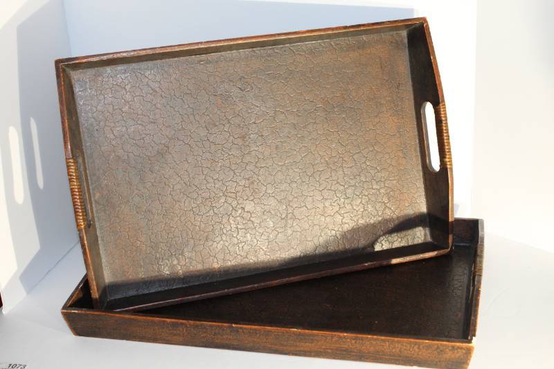 lot 1073 image: Breakfast In Bed Anyone 2 Large Wooden Serving Trays