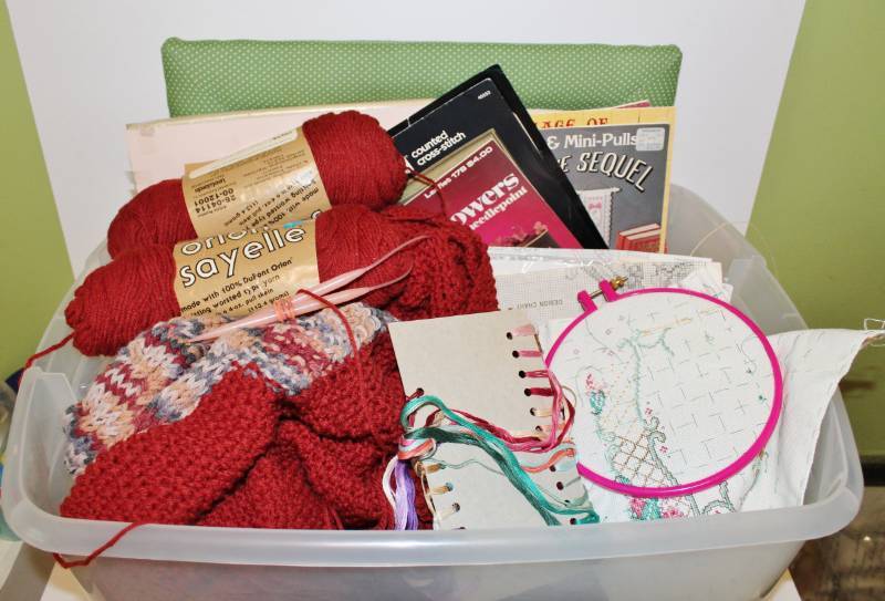 lot 1124 image: Large Lot of Cross Stitch and Knitting