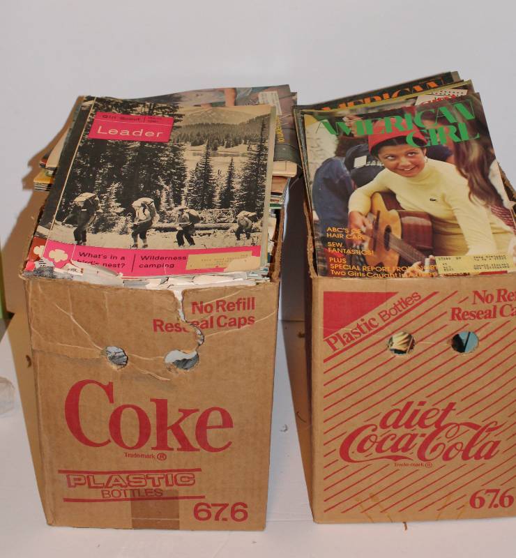 lot 1135 image: Box full of Girl Scout Leader Magazine from 1961 to the 80s.  American Girl, National Wildlife and other magazines from the 70s and 80s