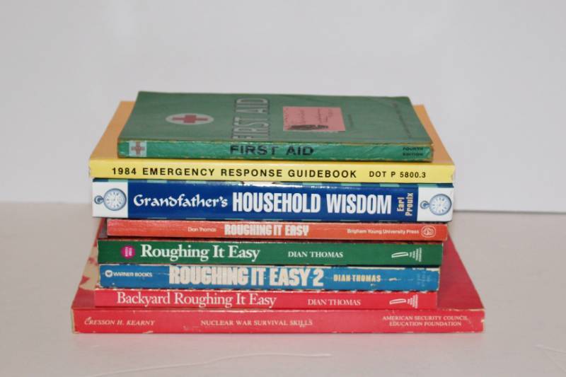lot 1139 image: 8 Books on Survival, Roughing it, Nuclear War prep - Vintage.