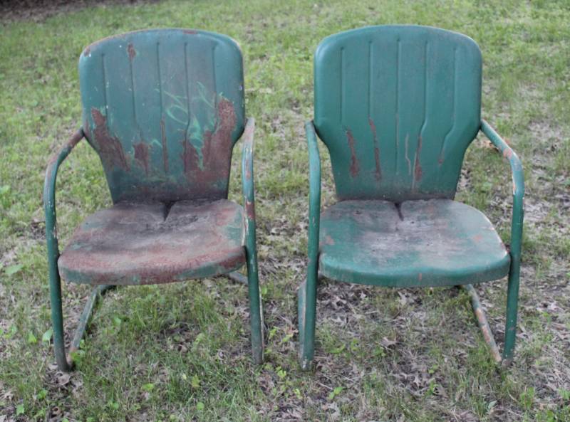 lot 1211 image: 2 vintage outdoor metal chairs