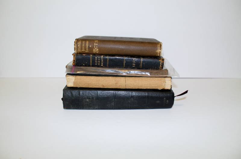 lot 1153 image: Antique and Victorian Era Bible, Religious reference and hymnals - 5 books