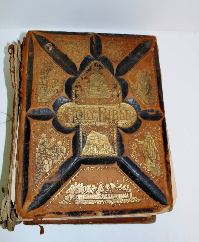 lot 1155 image: 1886 Family Pictorial Bible - beautiful pictures inside