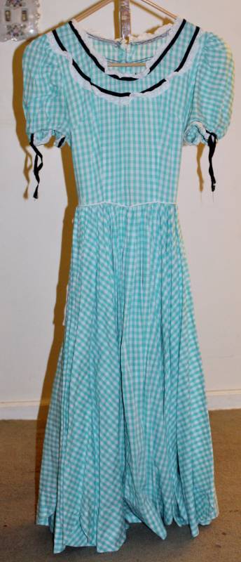 lot 1370 image: Vintage Square Dancing dress - bluewhite check with western shirt and petticoat