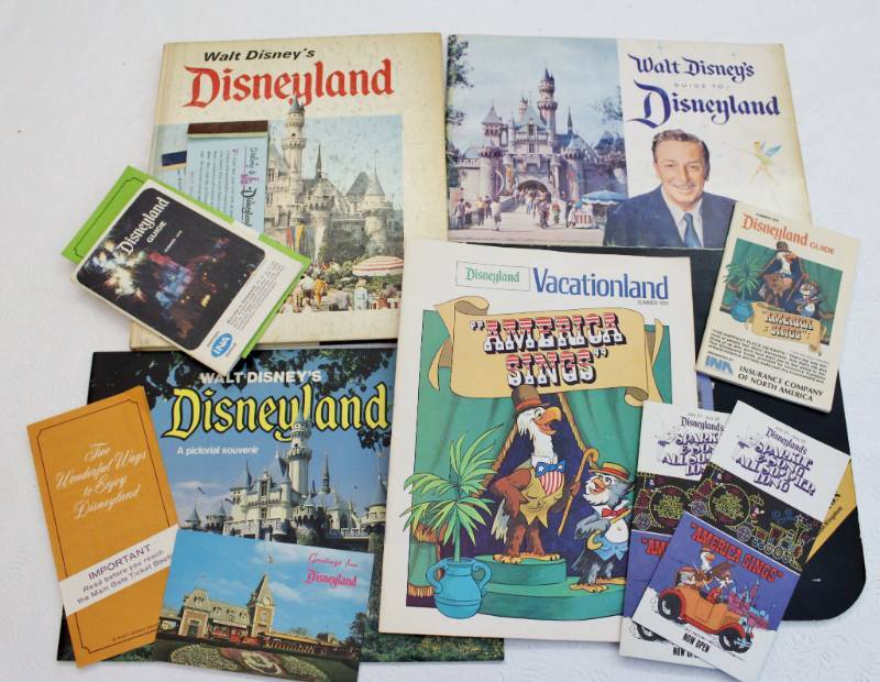 lot 1390 image: Vintage Disney Travel Guides, books, tickets.  1959 Guide to Disneyland