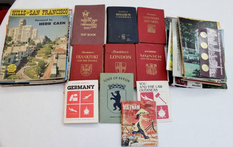 lot 1391 image: Large lot of vintage travel books, guides etc.. Baedekers and Nagels guides included.