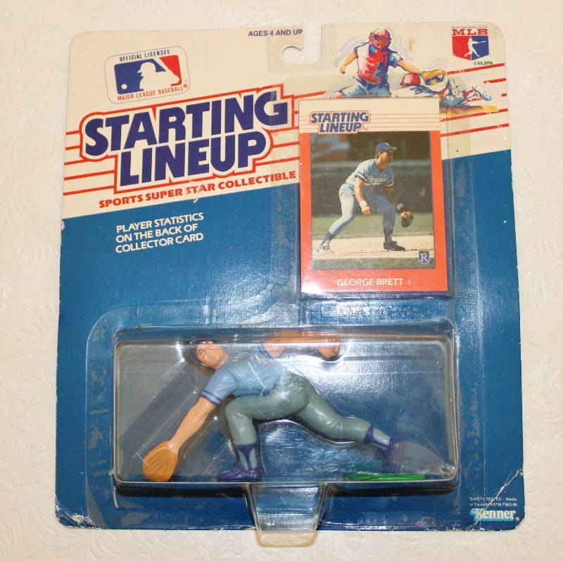 lot 1424 image: George Brett player collectible with collector card new in the box dated 1988 by Kenner
