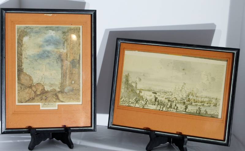 lot 1247 image: Pair Of Vintage Artwork