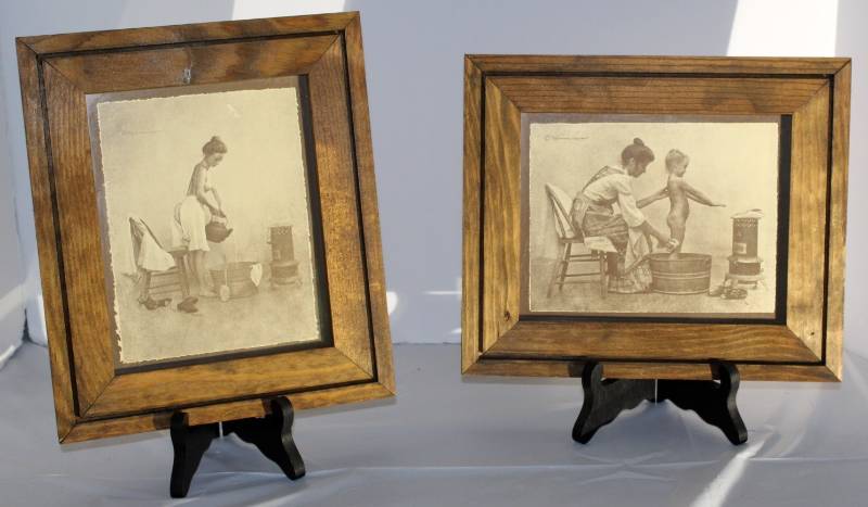 lot 1253 image: Pair of Aged Wood Framed Prints
