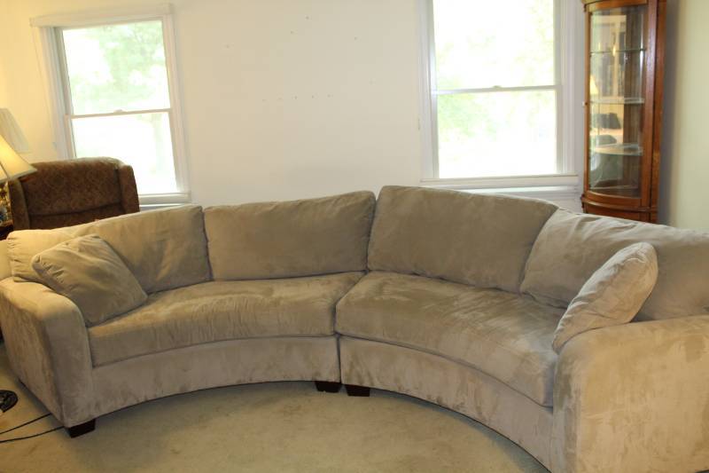 lot 1332 image: Two Piece Sectional Couch - Microfiber - TaupeTan color