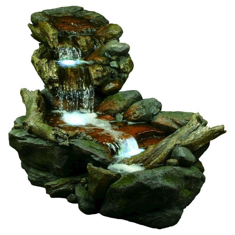 lot 5858 image: Alpine Corporation 3 Tier Rainforest Fountain With Led Lights - Bronze