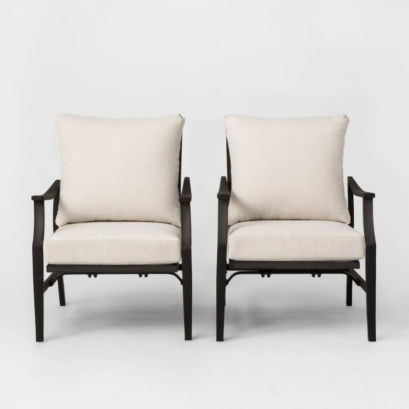 lot 5878 image: Fairmont 2pk Motion Patio Club Chair Linen - Threshold