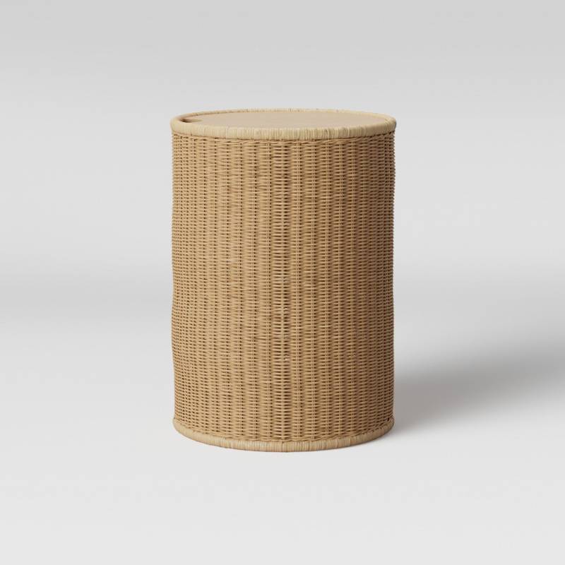 lot 5881 image: Braeswood Wicker Side Table with Removable Wood Top Brown - Project 62