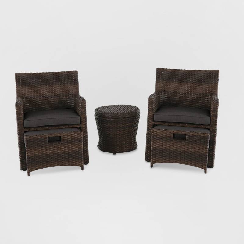 lot 5884 image: Halsted 5pc All Weather Wicker Patio Chat Set - Charcoal - Threshold