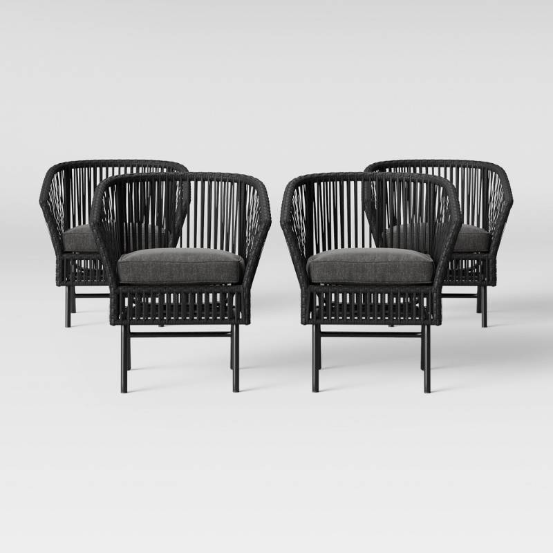 lot 5885 image: Standish 4pk Motion Patio Dining Chair Charcoal - Project 62