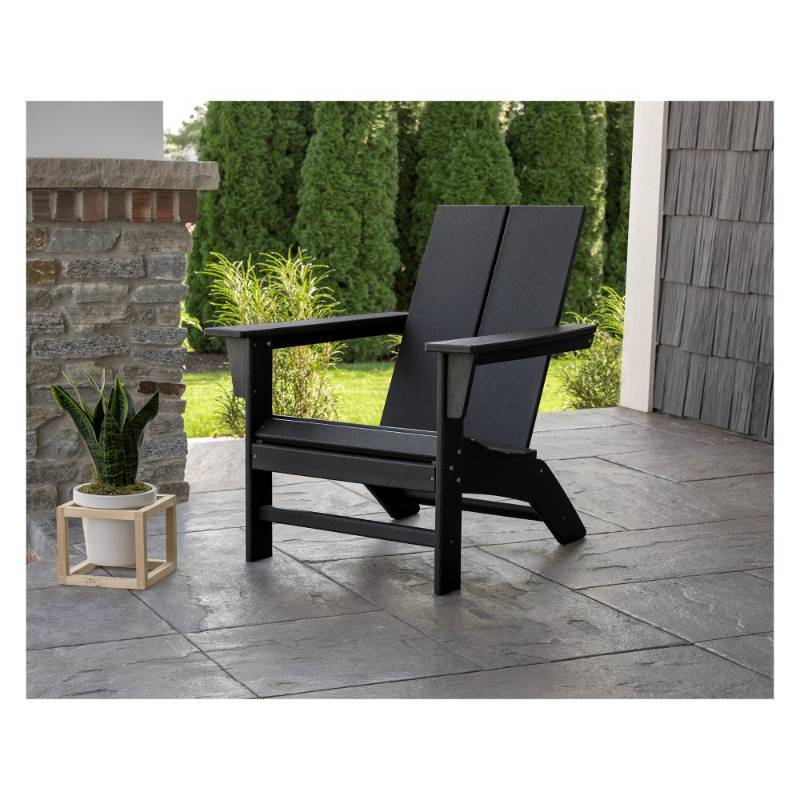 lot 5895 image: St. Croix Contemporary Adirondack Chair - Black - Polywood