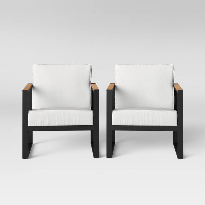 lot 5897 image: Henning 2pk Patio Club Chair - White - Project 62