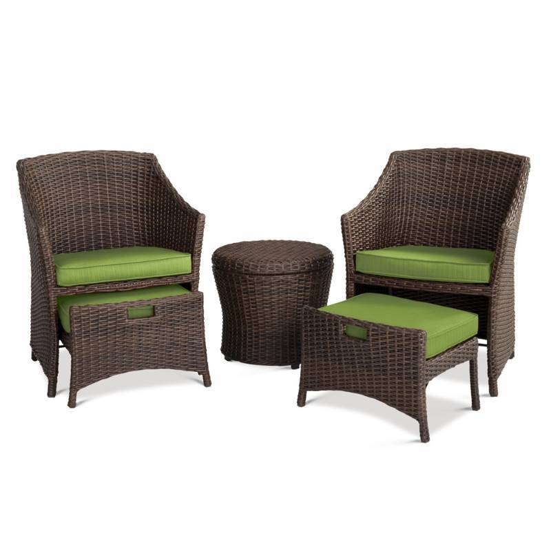 lot 5898 image: Belvedere 5pc Wicker Patio Seating Set - Green - Threshold