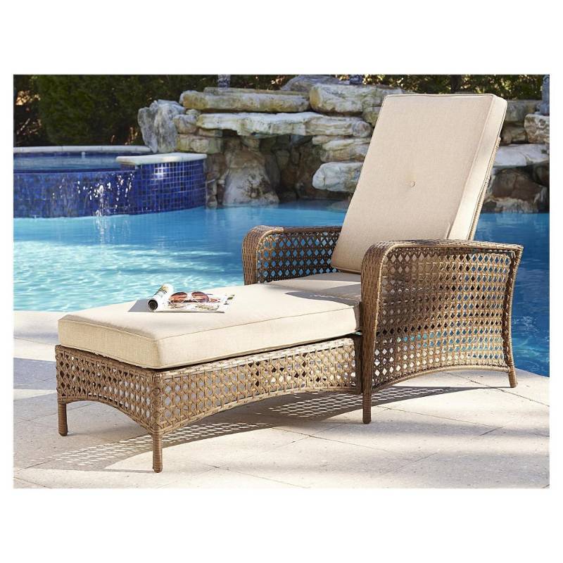 lot 5899 image: Lakewood Ranch Steel Chaise Lounge Chair with Woven Side Skirt