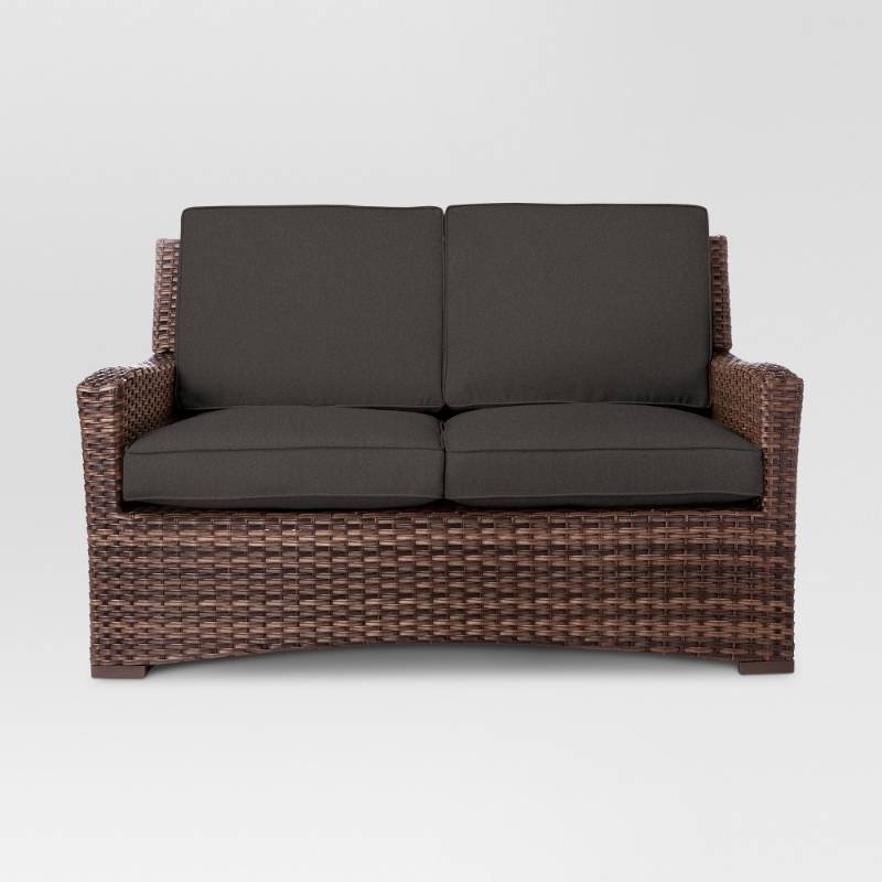 Halsted Wicker Patio Loveseat Charcoal Threshold Huge