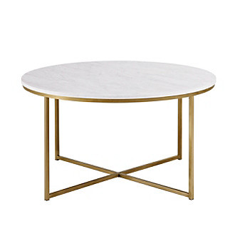 lot 5913 image: 36 in. MarbleGold Coffee Table with X-Base