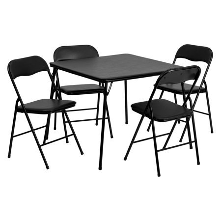lot 5928 image: Flash Furniture 5-Piece Folding Card Table and Chair Set, Black