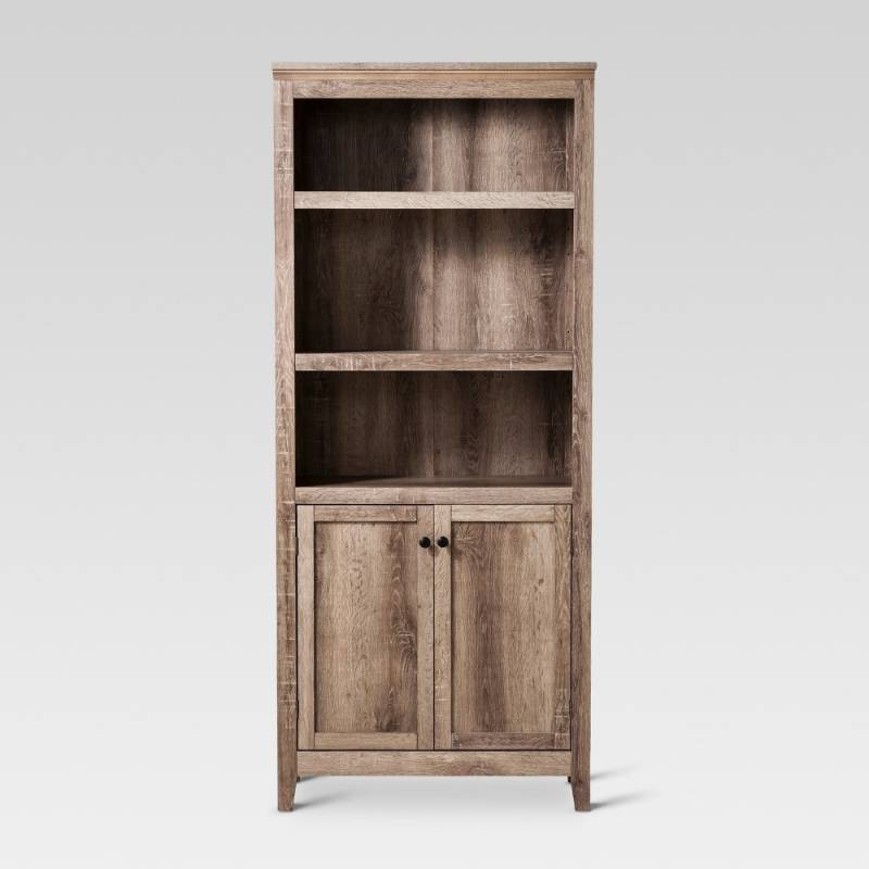 lot 5941 image: Bookcase 5 Shelf Bookcase w storage Rustic