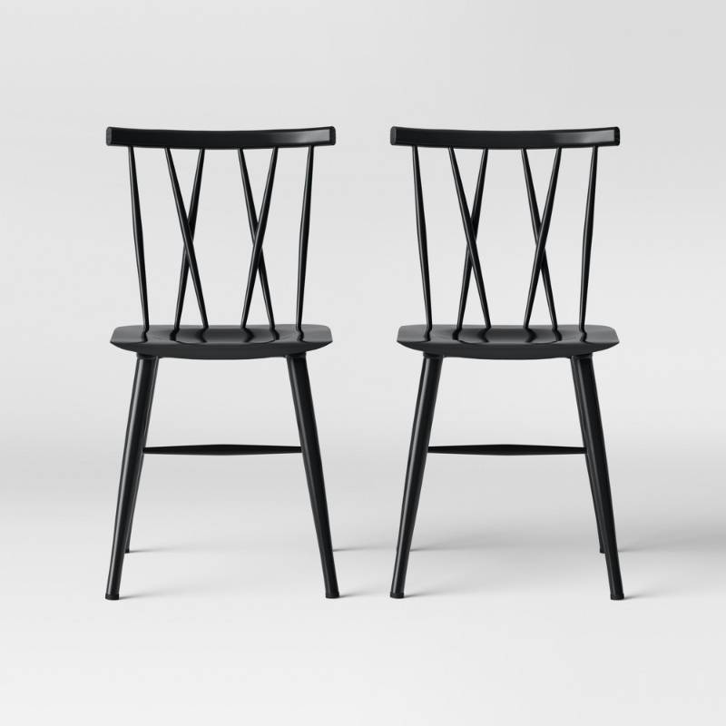 lot 5945 image: Set of 2 Becket Metal X Back Dining Chair Black - Project 62
