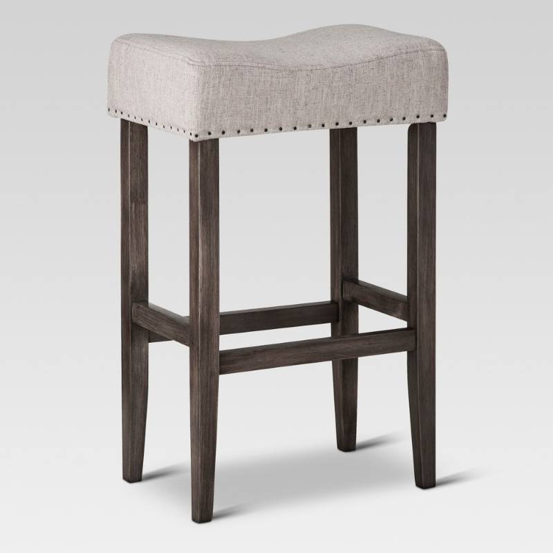 lot 5949 image: Rumford Saddle 29 Barstool - Grey Linen - Threshold