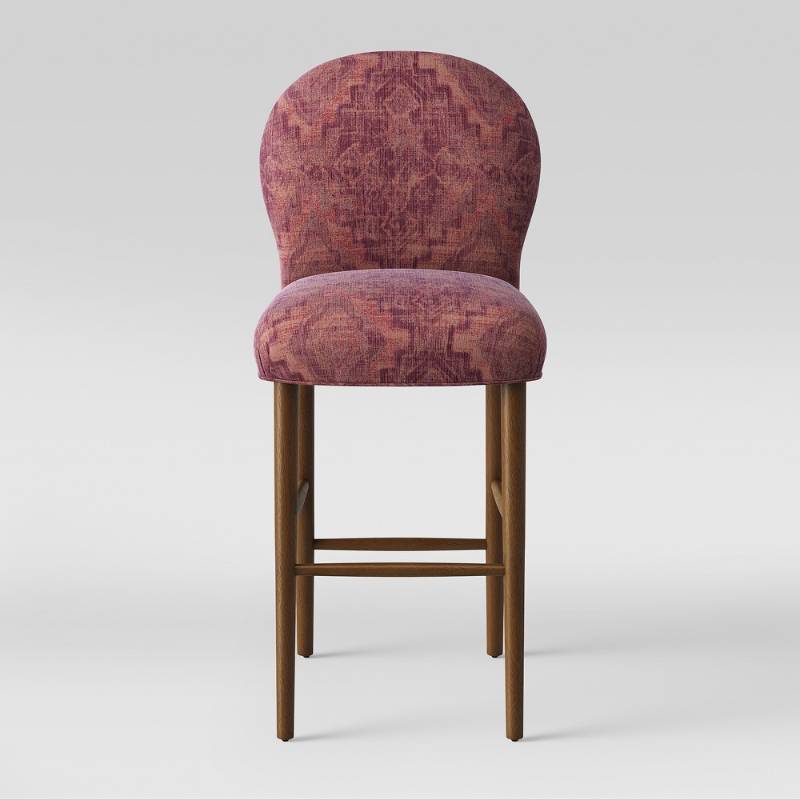 lot 5952 image: Caracara 32 Rounded Back Barstool Pink Woven Design - Opalhouse, Pink Textured Woven