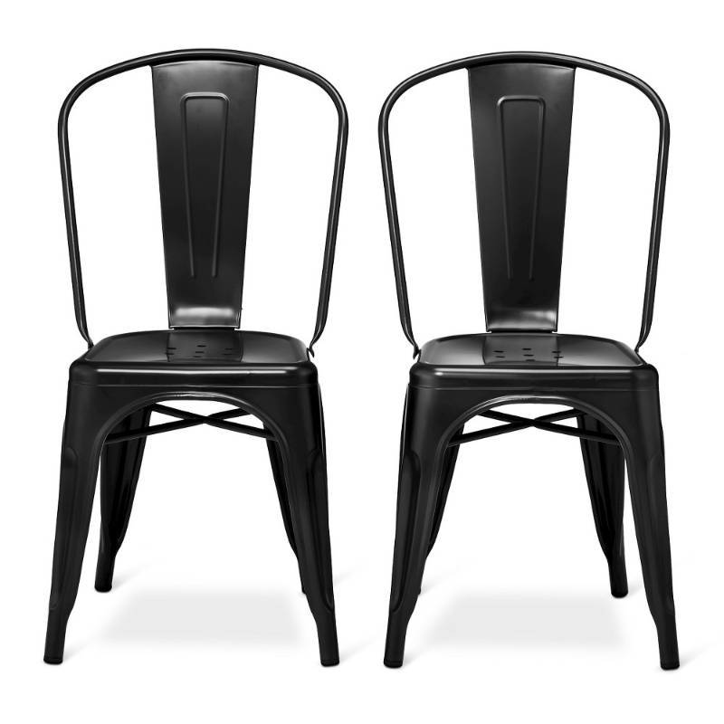 lot 5971 image: Carlisle High Back Metal Dining Chair - Black (Set of 2)