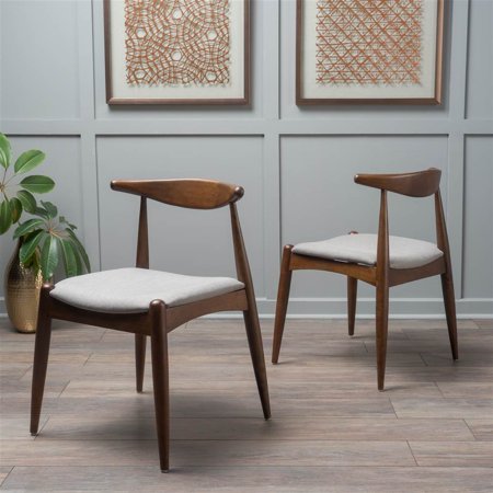 lot 5999 image: 29.52 in. Dining Chair in Light Gray and Walnut - Set of 2
