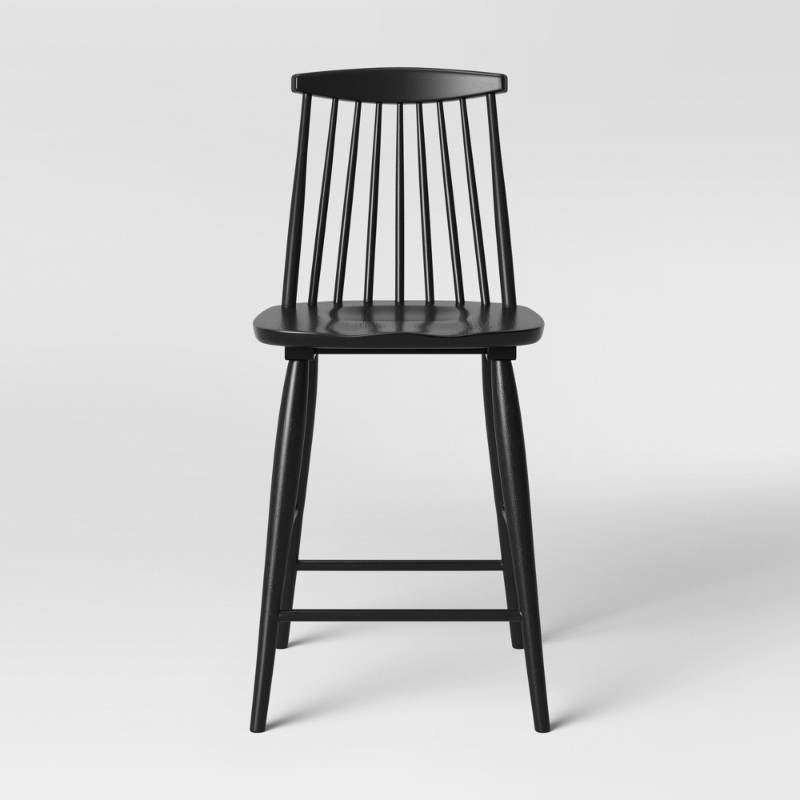 lot 6004 image: Harwich High Back Windsor Counter Stool Black - Threshold
