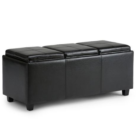 lot 6017 image: Simpli Home Avalon Storage Ottoman with Serving Trays