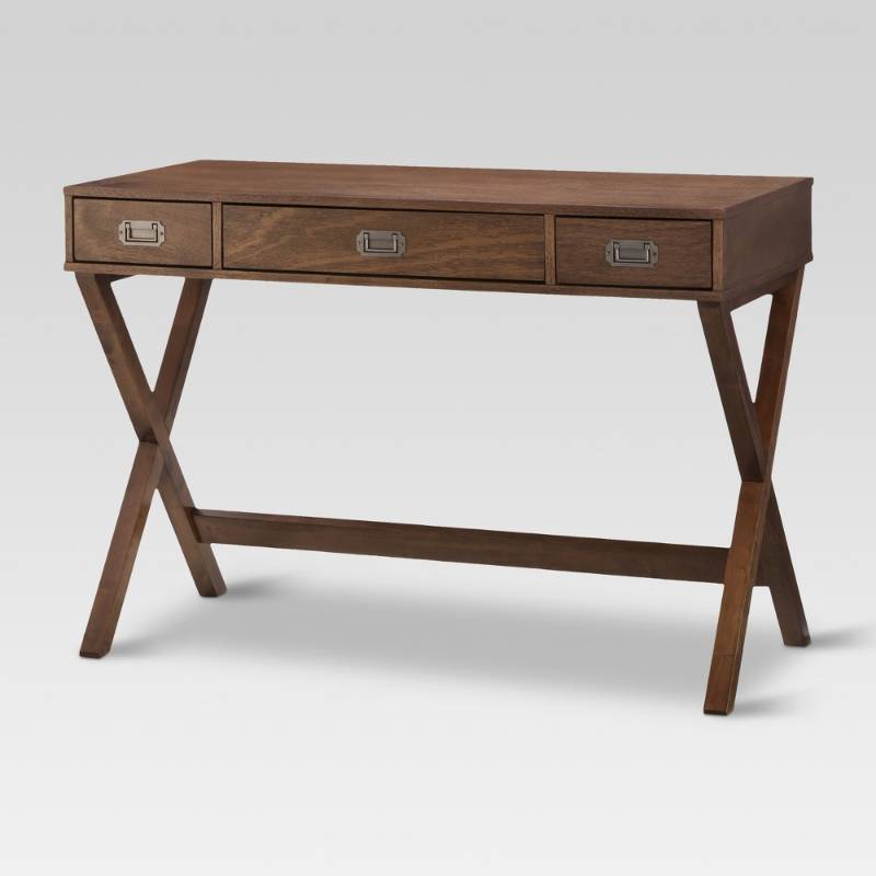 lot 6031 image: Writing Desk Threshold Campaign Desk - Midtone Brown