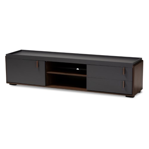 lot 6035 image: 2 Drawer Rikke Two Tone Wood TV Stand Brown - Baxton Studio