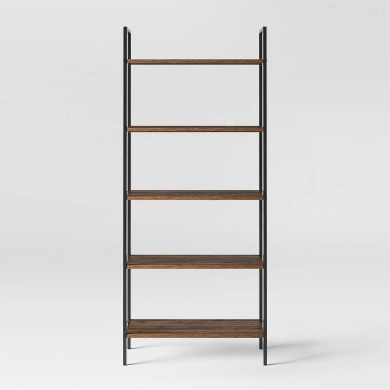 lot 6044 image: Darley 5 Shelf Ladder Bookcase - Walnut - Threshold