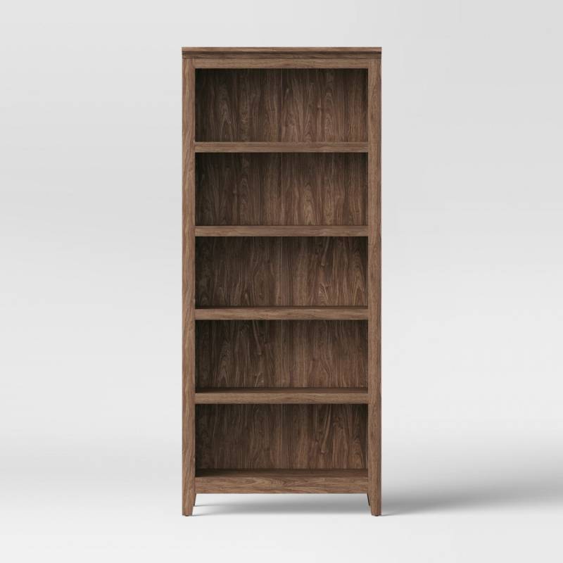 lot 6046 image: 72 Carson 5-Shelf Bookcase Walnut Brown - Threshold