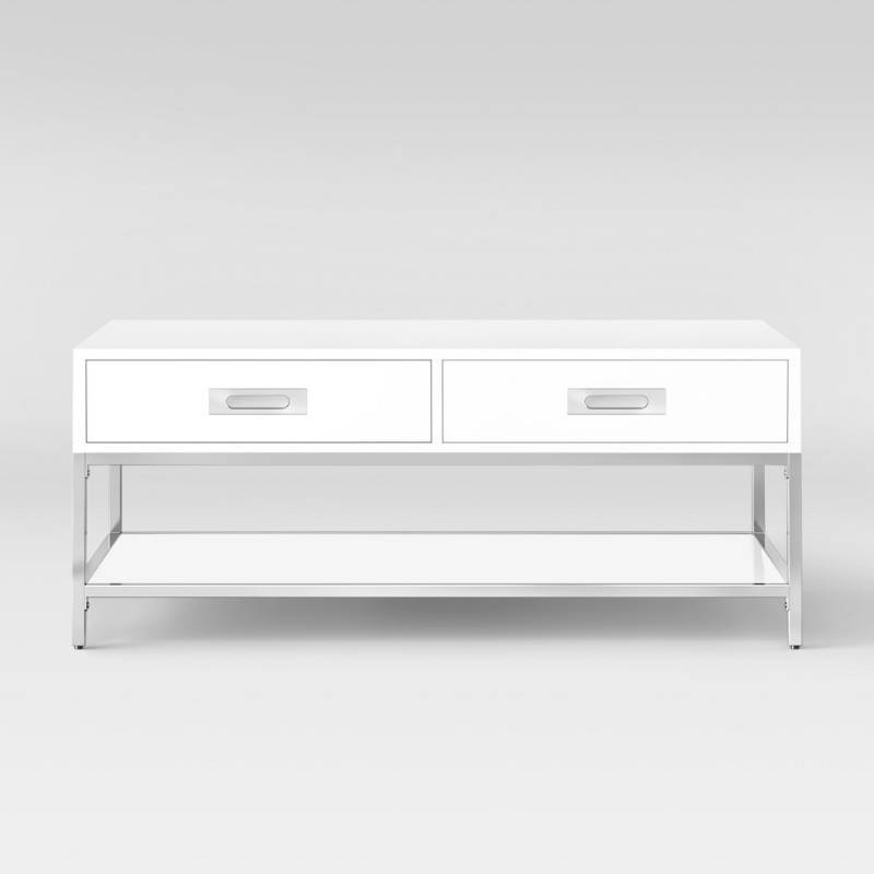 lot 6089 image: Ronchamp Side Table - Chrome & White - Project 62