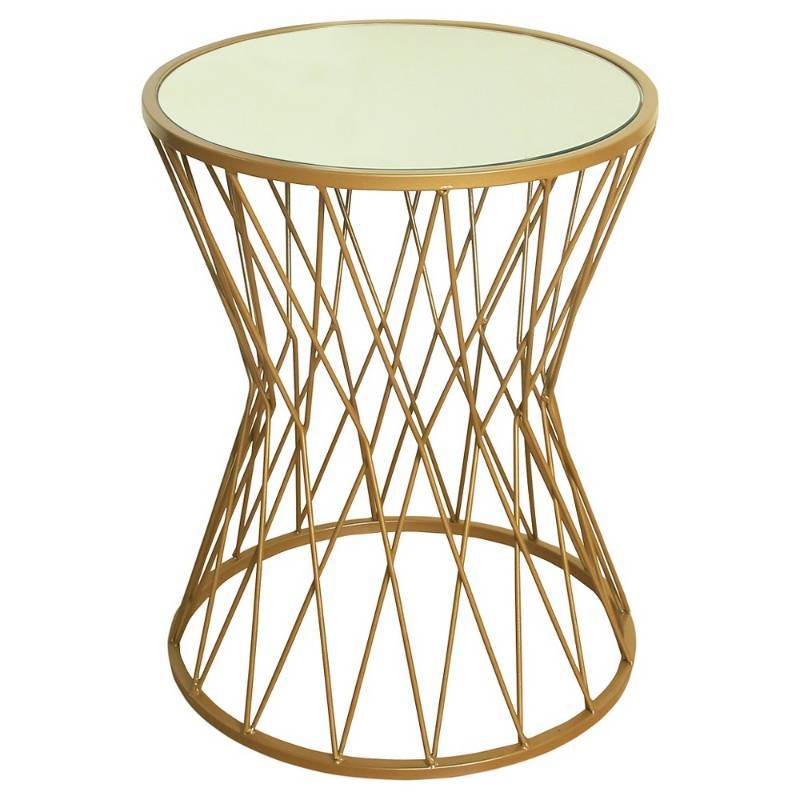 lot 6098 image: Hourglass Metal Accent Table Mirror Top - Gold - HomePop