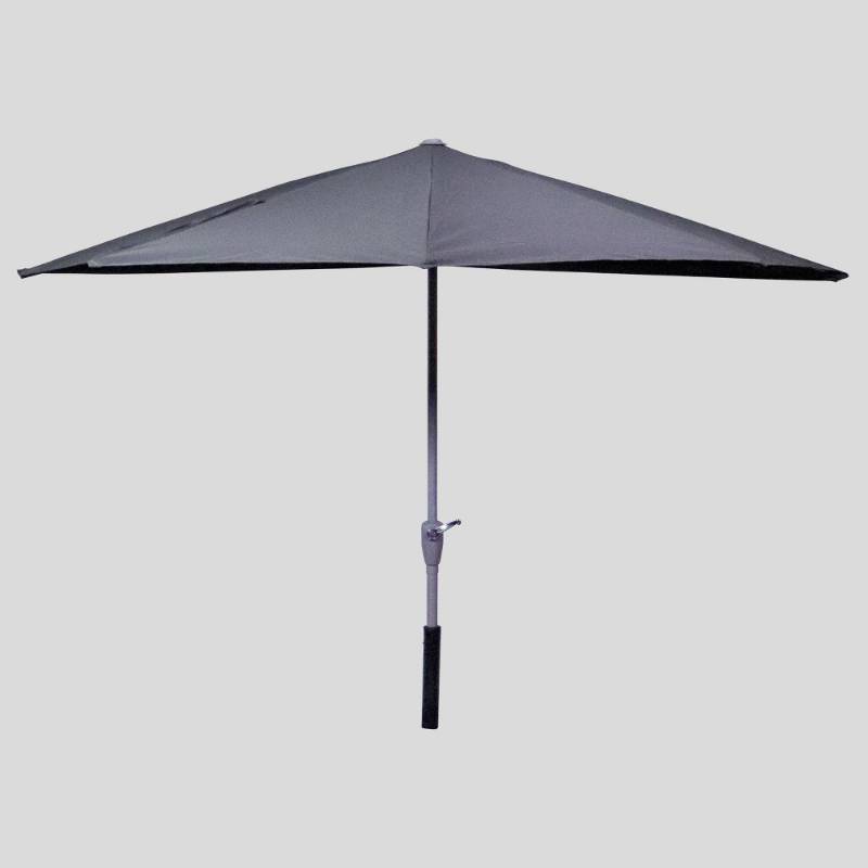 lot 6115 image: 9 x 4 Half Moon Patio Umbrella Stone (Grey) - Ash Pole - Project 62