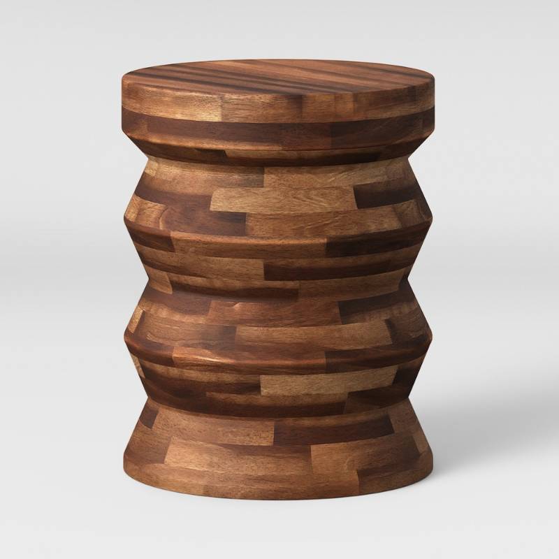lot 6120 image: Zigzag Drum Stool Brown - Threshold