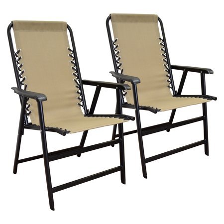 lot 6151 image: Suspension Folding Chair Beige 2pk