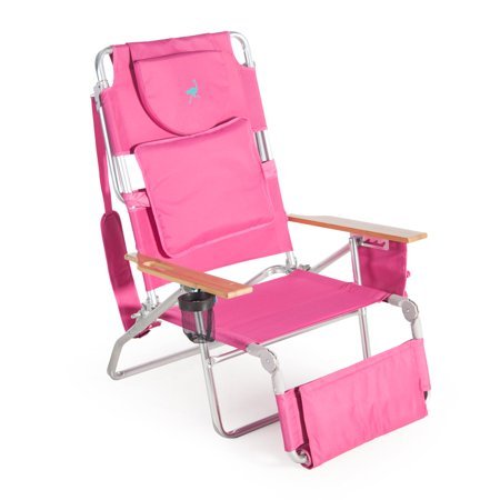 lot 6153 image: Beach Chair Ostrich Deluxe 3-in-1 Lunge Beach Chair Pink, Bright Pink
