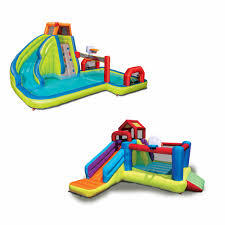 lot 5889 image: Banzai 2 In 1 Ultimate Aqua Sports Water Park And Climb n Bounce House Combo