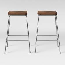 lot 5953 image: Set of 2 Rhodes Metal & Wood Seat Square Counter Stool - Project 62