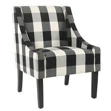 lot 6012 image: Homepop Buffalo Blue Plaid Modern Swoop Arm Accent Chair