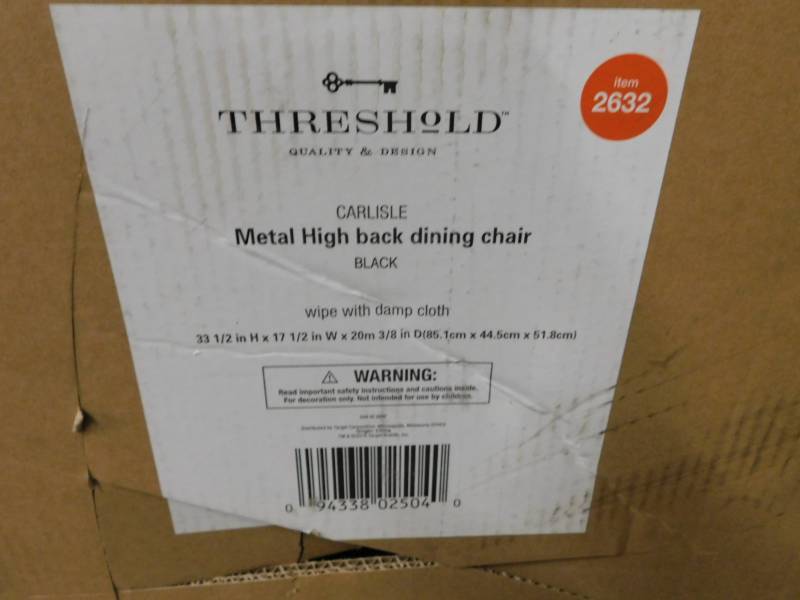Carlisle High Back Metal Dining Chair Black Set Of 2 Huge Outdoor Indoor Furniture Auction Equip Bid